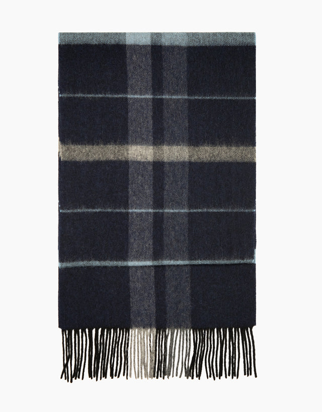 Dark Navy And Blue Oversize Check Scarf