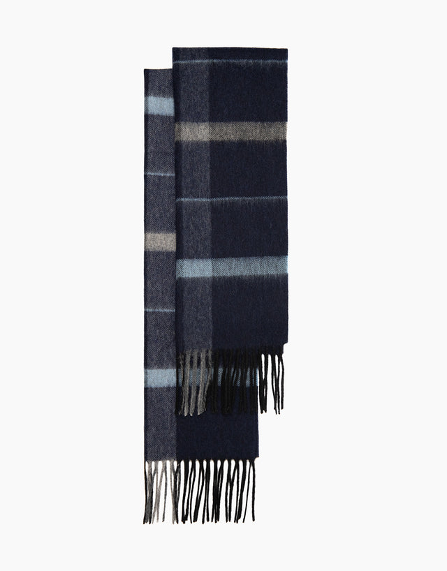 Dark Navy And Blue Oversize Check Scarf