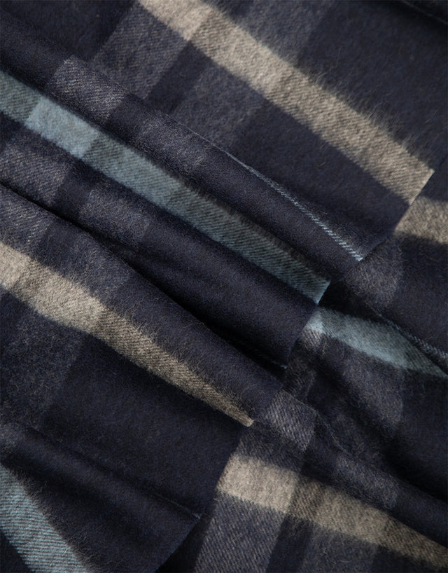 Dark Navy And Blue Oversize Check Scarf