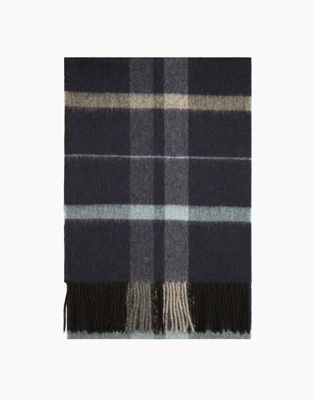Dark Navy And Blue Oversize Check Scarf
