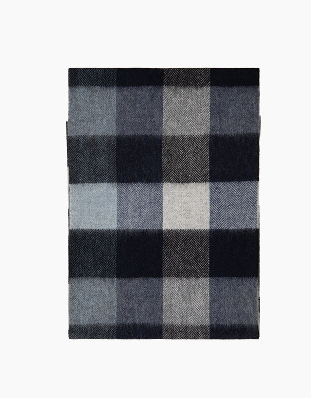 Blue And Grey Oversize Plaid Scarf