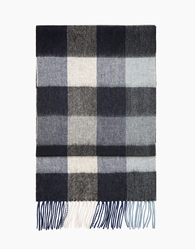 Blue And Grey Oversize Plaid Scarf