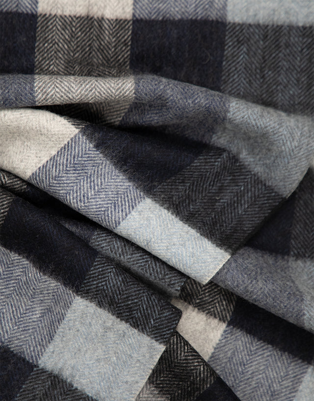 Blue And Grey Oversize Plaid Scarf