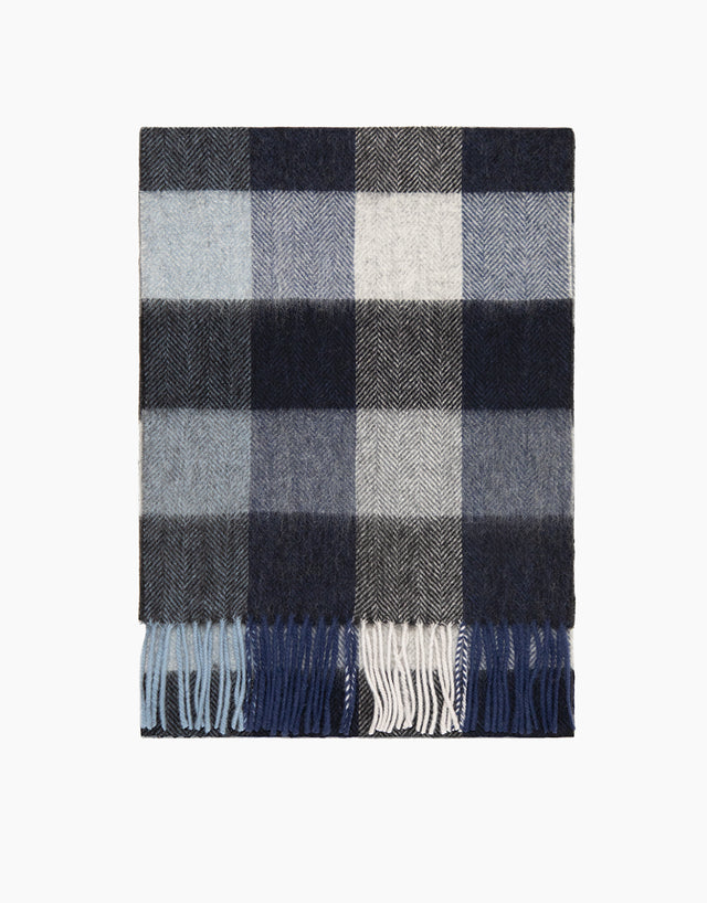 Blue And Grey Oversize Plaid Scarf