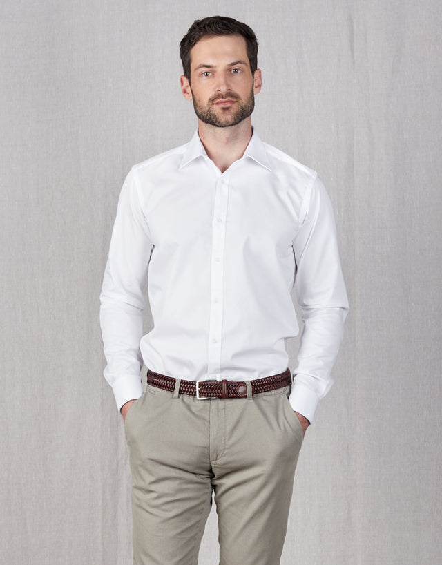 Santiago White Twill Tailored Shirt