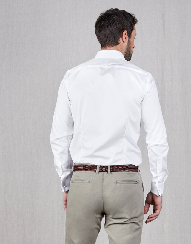 Santiago White Twill Tailored Shirt