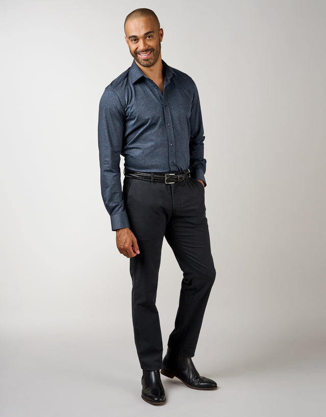 Tyler Navy Birdseye Chinos