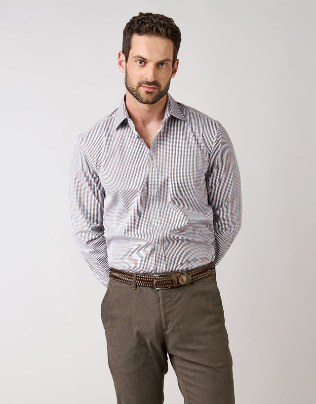 Sinatra Brown & Navy Check Shirt