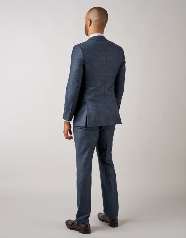 Cooper Blue & Burgundy Check Two Piece Suit