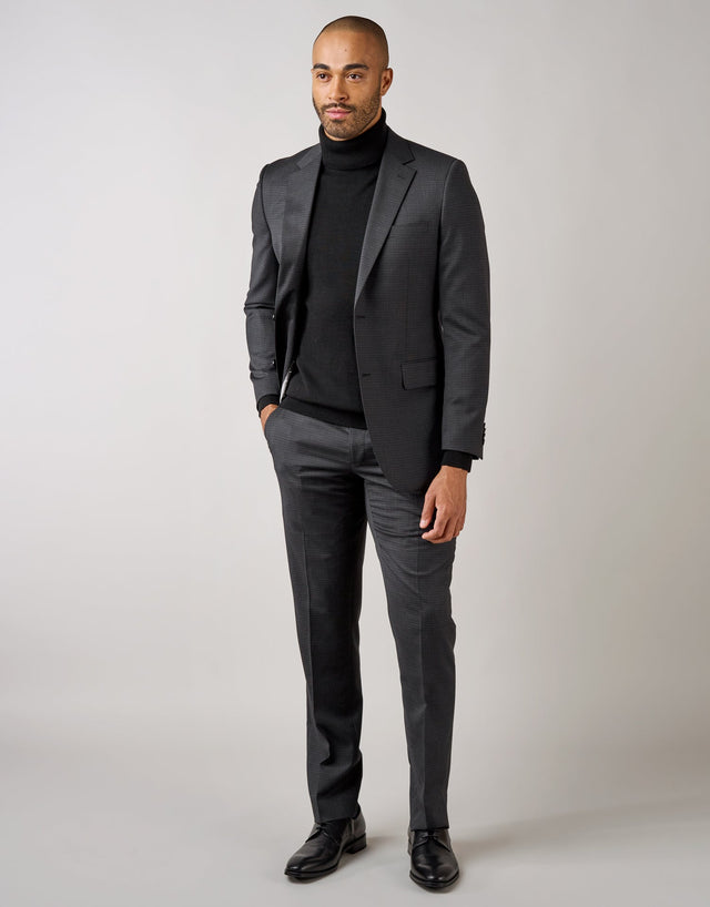 Cooper Charcoal Textured Check Suit Jacket