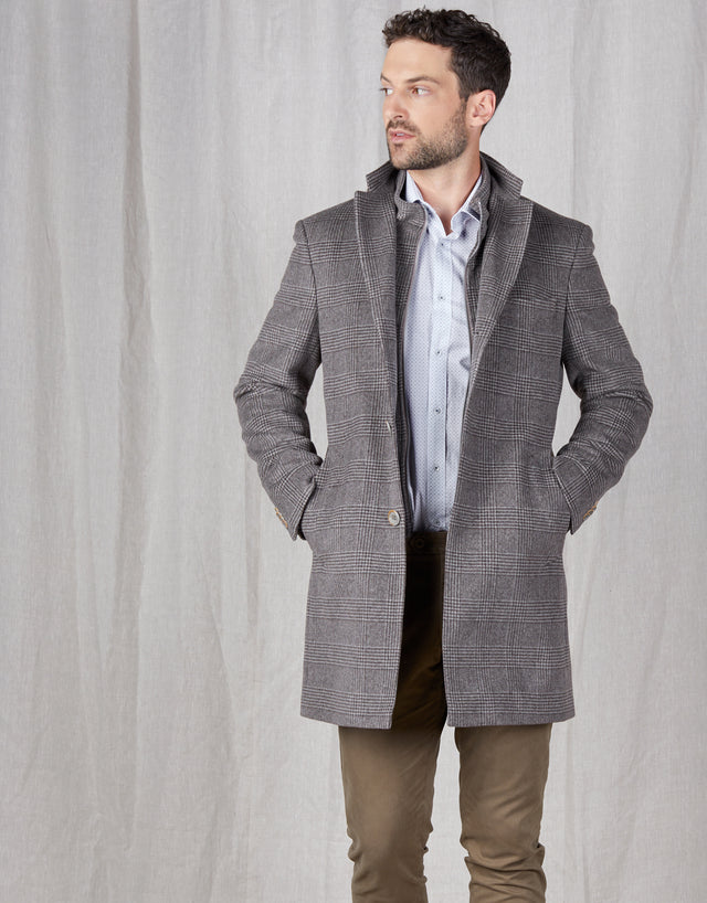 Compton Brown Check Overcoat